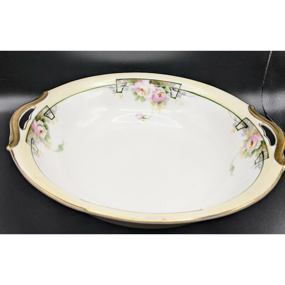 Antique Nippon Large Bowl Serving Dish Hand Painted Japan